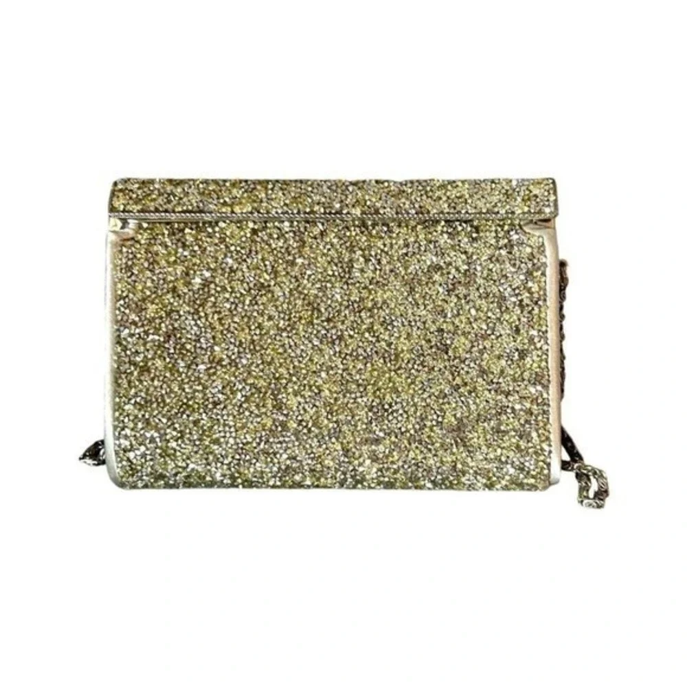Kate Landry Gold Glitter Evening Bag Party‎ Clutch Chain Strap Sparkly Purse